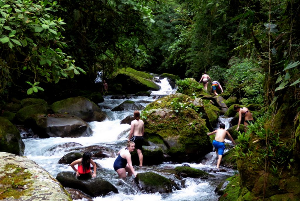 Swimming in the clear water of the Chirripó River is a great way to cool off on a hot day.