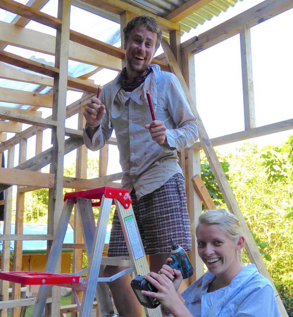 Having fun while building the new dormitory.